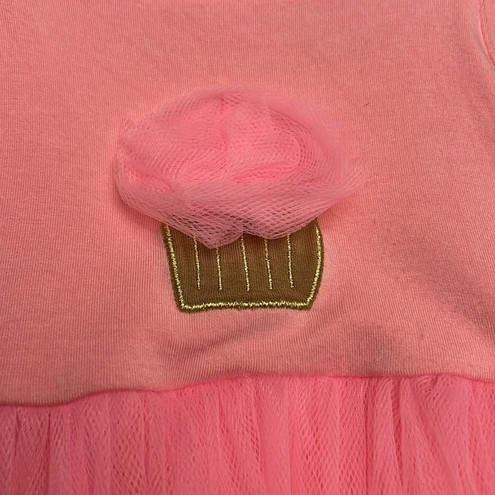 Kickee Pants Kids pink dress with tulle skirt and cupcake embroidery size 3T - Picture 6 of 8